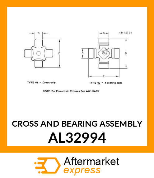 CROSS AND BEARING ASSEMBLY AL32994