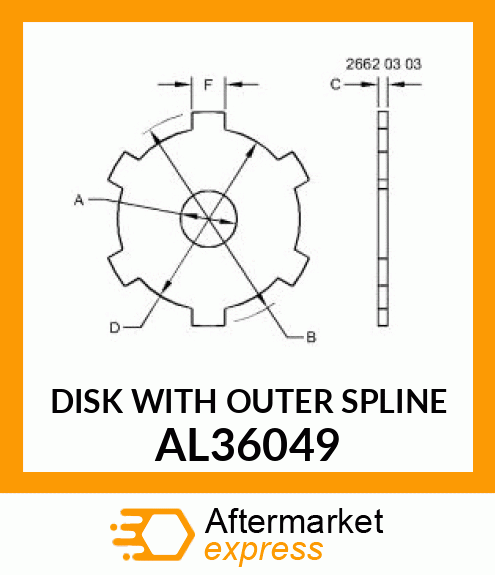 DISK WITH OUTER SPLINE AL36049