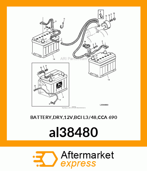 BATTERY,DRY,12V,BCI L3/48,CCA 690 al38480