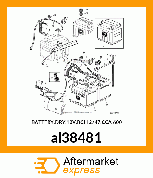 BATTERY,DRY,12V,BCI L2/47,CCA 600 al38481