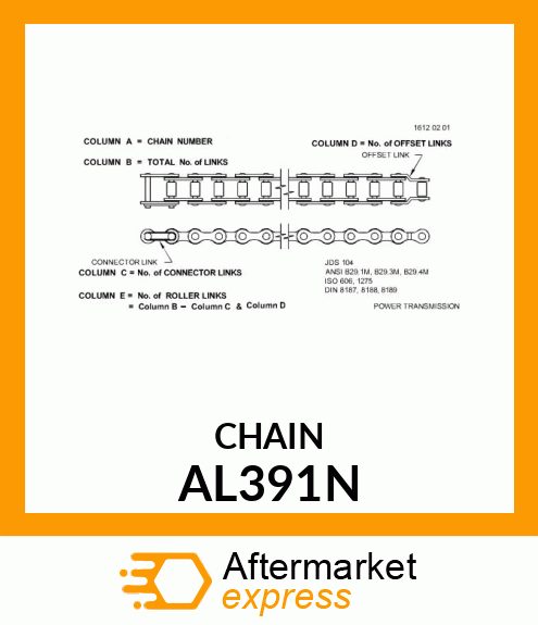 CHAIN ASSY 25 LINK ASA40 ROLLER AL391N