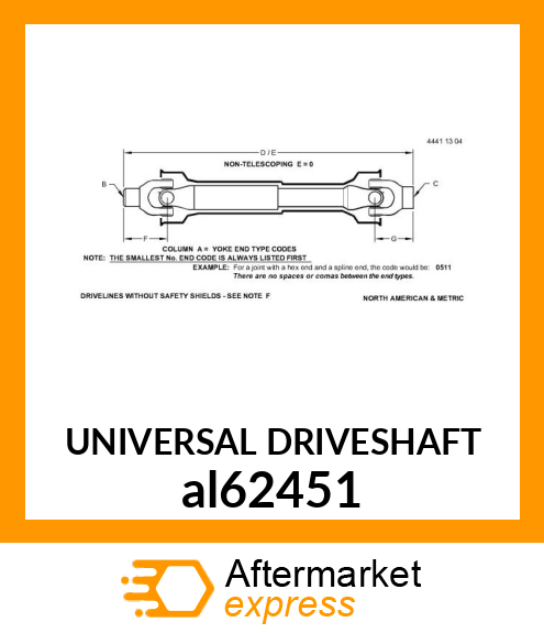 UNIVERSAL DRIVESHAFT al62451