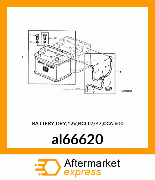 BATTERY,DRY,12V,BCI L2/47,CCA 600 al66620