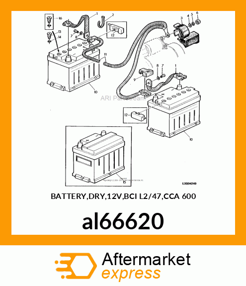 BATTERY,DRY,12V,BCI L2/47,CCA 600 al66620