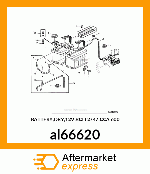 BATTERY,DRY,12V,BCI L2/47,CCA 600 al66620