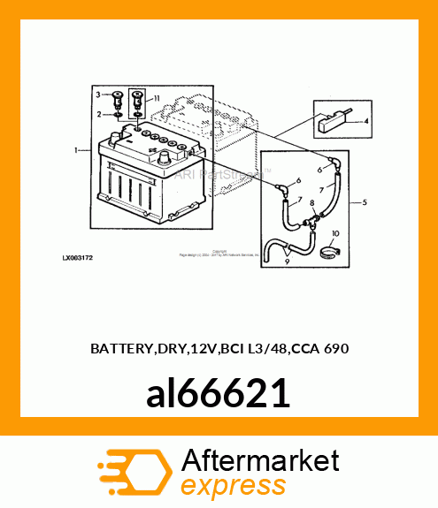 BATTERY,DRY,12V,BCI L3/48,CCA 690 al66621