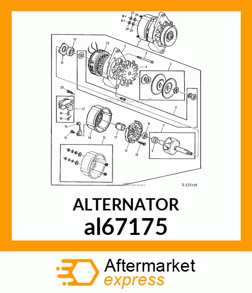 ALTERNATOR, 14V,55A al67175