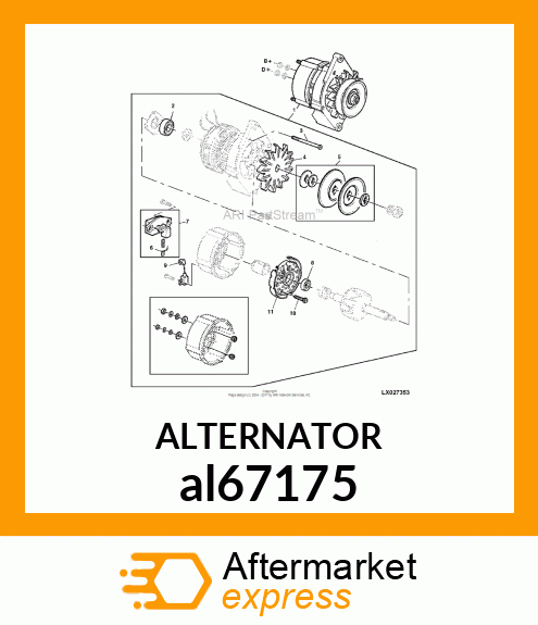 ALTERNATOR, 14V,55A al67175