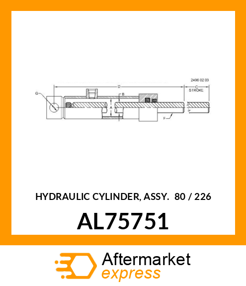 HYDRAULIC CYLINDER, ASSY. 80 / 226 AL75751