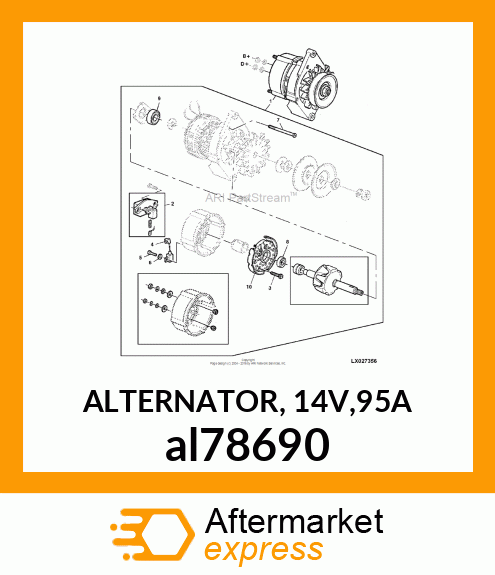 ALTERNATOR, 14V,95A al78690