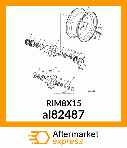 WHEEL, FIXED FRONT WHEEL/ 8X15/ 152 al82487