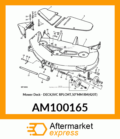 Mower Deck - DECK,SVC RPLCMT,50"MM RM(420T) AM100165