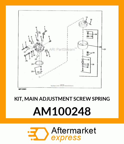 KIT, MAIN ADJUSTMENT SCREW SPRING AM100248