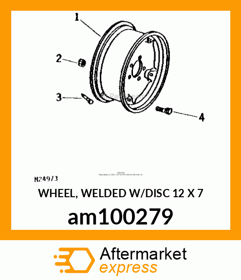 WHEEL, WELDED W/DISC 12 X 7 am100279