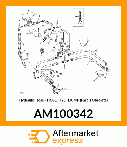 Hydraulic Hose - HOSE, HYD. DUMP (Part is Obsolete) AM100342