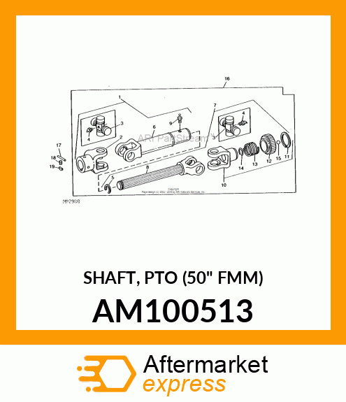 SHAFT, PTO (50" FMM) AM100513