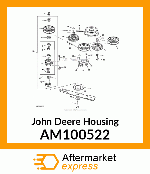 HOUSING, HOUSING, SPINDLE W/BEARING AM100522