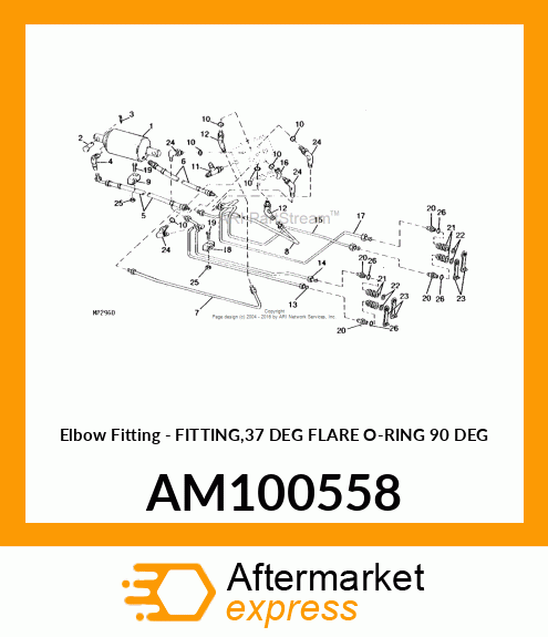 Elbow Fitting - FITTING,37 DEG FLARE O-RING 90 DEG AM100558