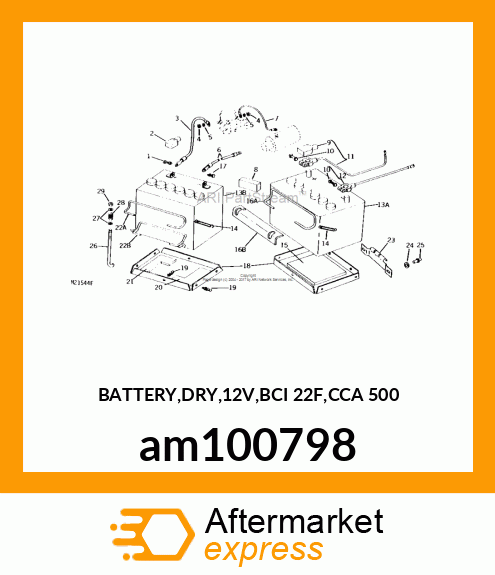 BATTERY,DRY,12V,BCI 22F,CCA 500 am100798