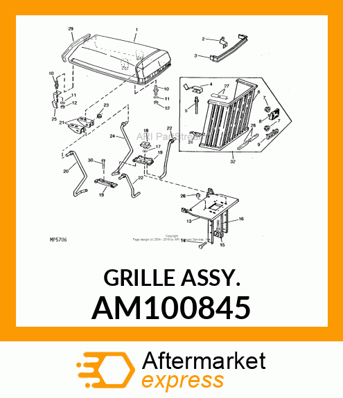 GRILLE, GRILLE ASSEMBLY AM100845