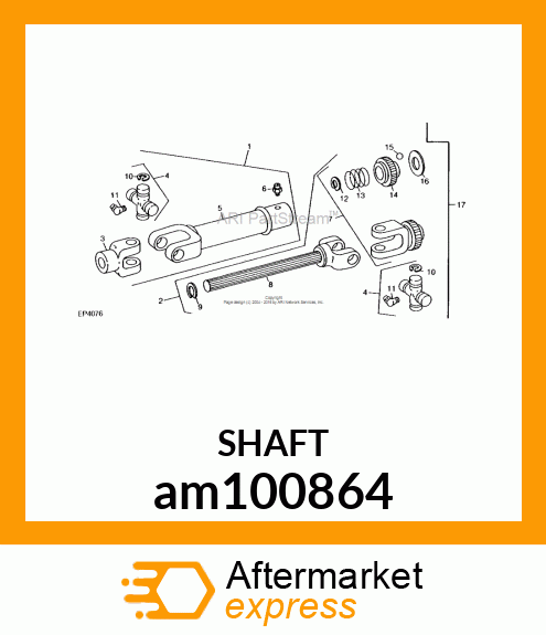 YOKE WITH SHAFT, YOKE AND SHAFT JD am100864