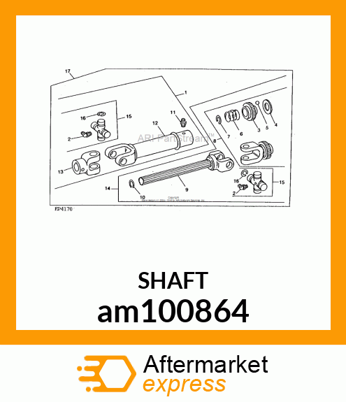 YOKE WITH SHAFT, YOKE AND SHAFT JD am100864