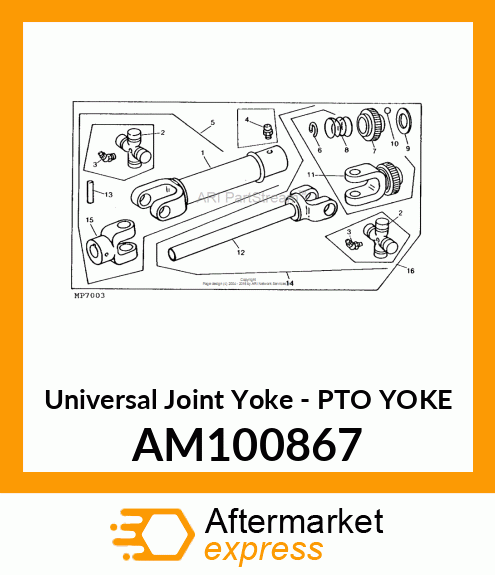 Universal Joint Yoke - PTO YOKE AM100867