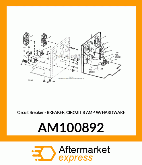 Circuit Breaker - BREAKER, CIRCUIT 8 AMP W/HARDWARE AM100892