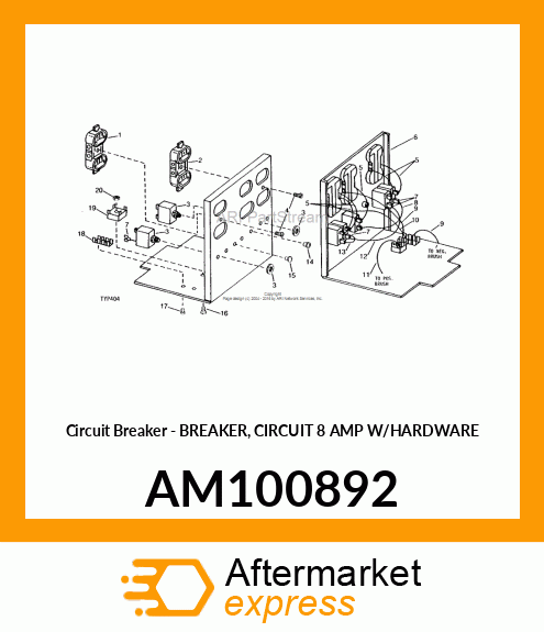 Circuit Breaker - BREAKER, CIRCUIT 8 AMP W/HARDWARE AM100892