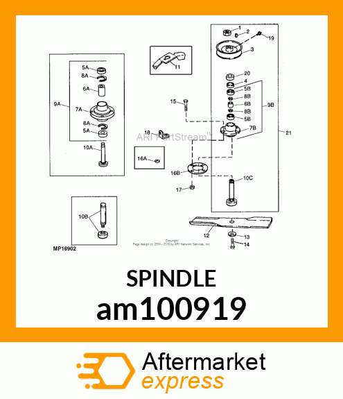 SPINDLE, SPINDLE, ASSEMBLED am100919