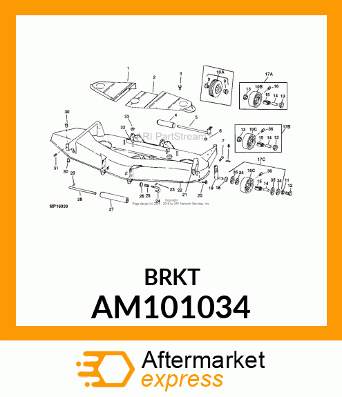 BRACKET, WELDED REAR ROLLER AM101034