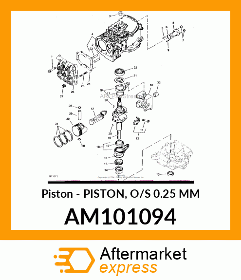 Piston - PISTON, O/S 0.25 MM AM101094