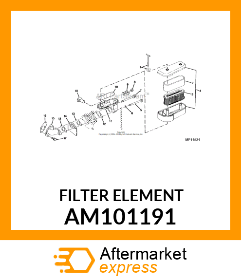 ELEMENT, PAPER AIR FILTER AM101191