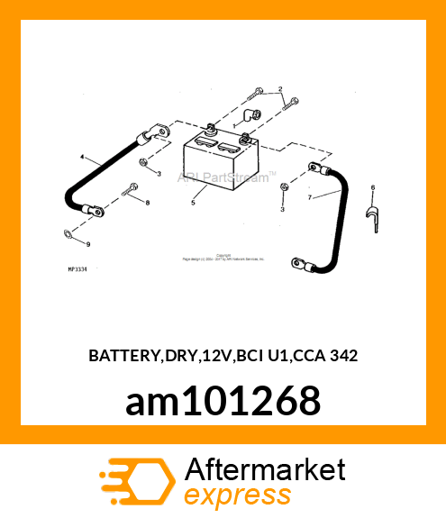 BATTERY,DRY,12V,BCI U1,CCA 342 am101268