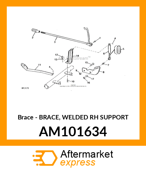 Brace - BRACE, WELDED RH SUPPORT AM101634