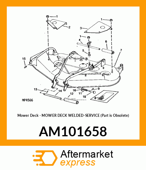 Mower Deck - MOWER DECK WELDED-SERVICE (Part is Obsolete) AM101658