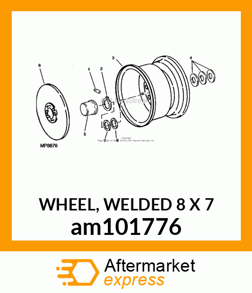 WHEEL, WELDED 8 X 7 am101776