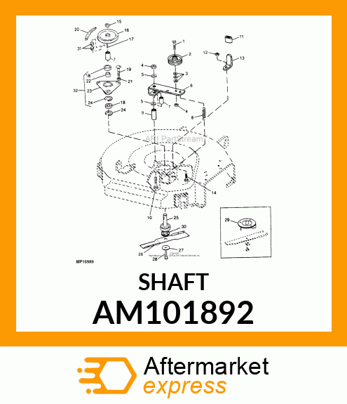 Shaft - SPINDLE ASSEMBLED, SHAFT AM101892