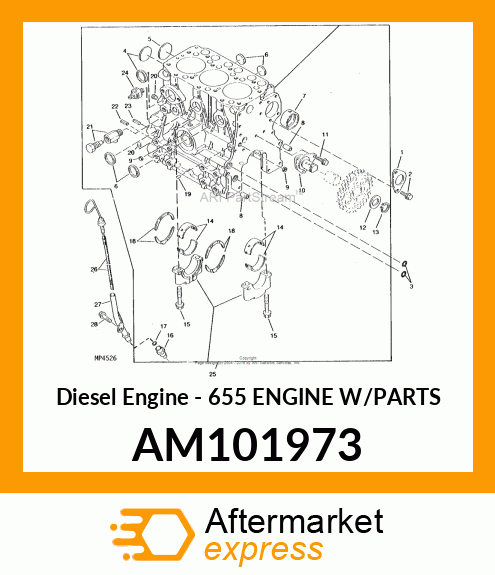 Diesel Engine - 655 ENGINE W/PARTS AM101973