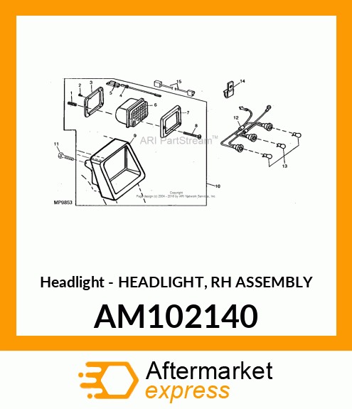 Headlight - HEADLIGHT, RH ASSEMBLY AM102140