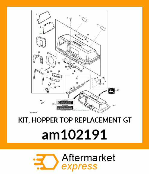 KIT, HOPPER TOP REPLACEMENT GT am102191