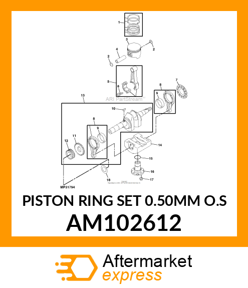 PISTON RING SET 0.50MM O.S AM102612