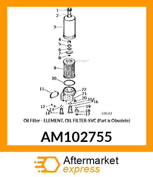 Oil Filter - ELEMENT, OIL FILTER-SVC (Part is Obsolete) AM102755