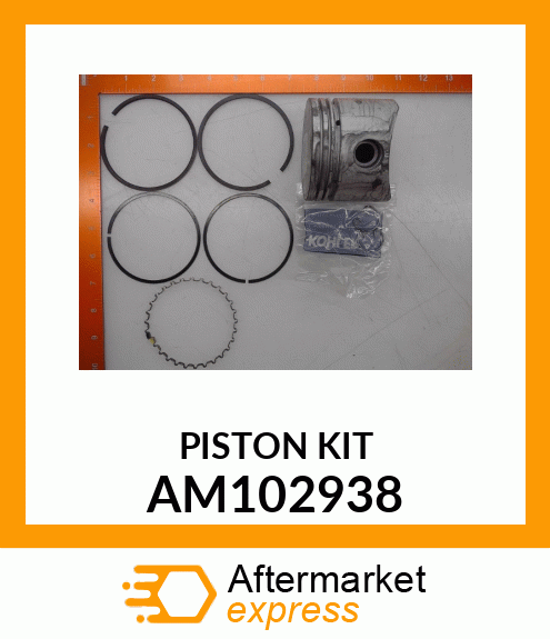 Piston - PISTON ASSEMBLY, .020 O.S. W/RINGS AM102938