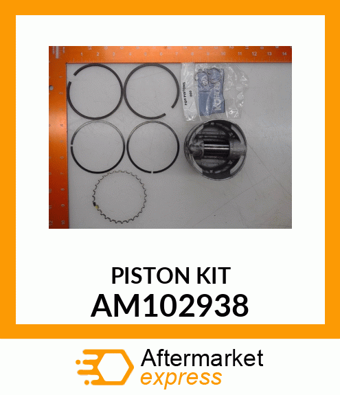 Piston - PISTON ASSEMBLY, .020 O.S. W/RINGS AM102938