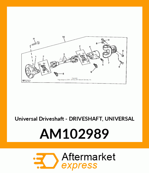 Universal Driveshaft - DRIVESHAFT, UNIVERSAL AM102989