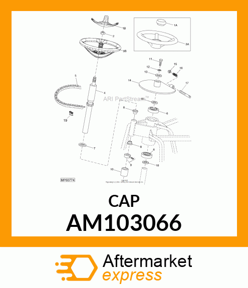 CAP, CAP, STEERING WHEEL ASSY AM103066