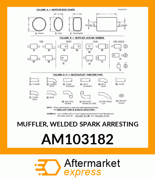 MUFFLER, WELDED SPARK ARRESTING AM103182