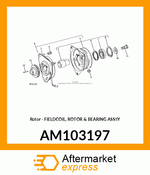 Rotor - FIELDCOIL, ROTOR & BEARING ASS'Y AM103197