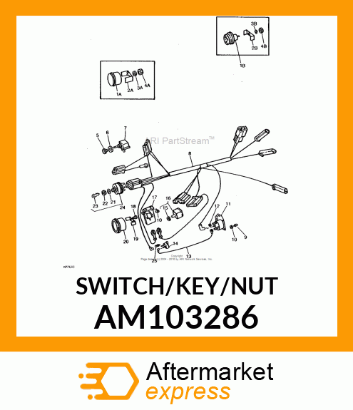 KIT, IGNITION SWITCH W/KEY AND NUT AM103286